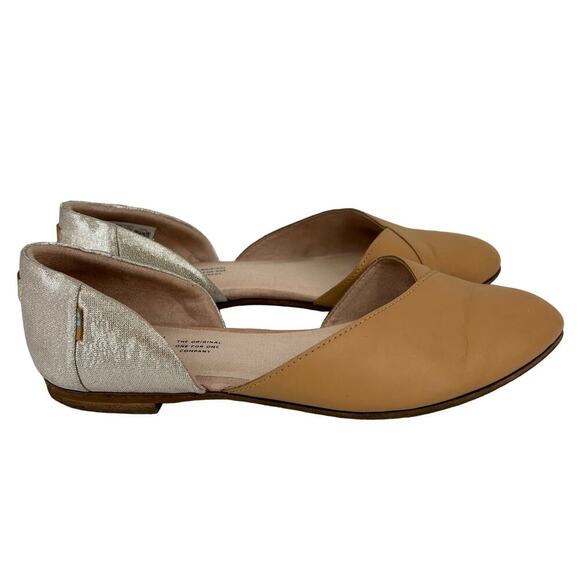 Toms Shoes - Toms Jutti D'Orsay Flats Slip On Tan Leather Gold Metallic Women's Size 8.5